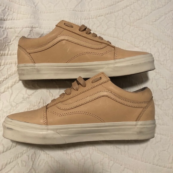 peach leather vans